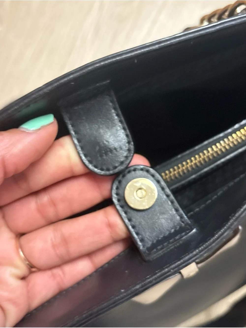 kate spade Black and Cream Leather Tote with Bow Accent